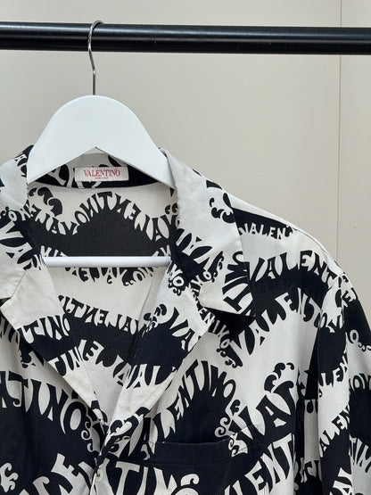 Valentino Black White Multi Logo Shirt - 48/Medium
