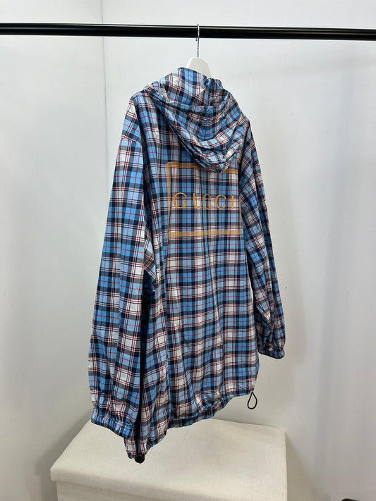 Gucci Mens Blue Checked Zip Jacket, Brand New In Tags - Small