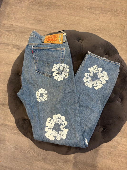 Denim Tears x Levi's Denim Wreath Print Straight Leg Jeans – New In Tags W38