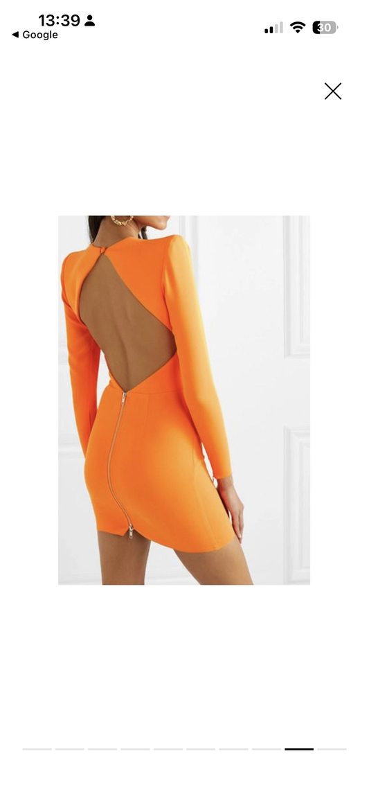 Alex Perry Orange Cutout Back Dress – UK 8