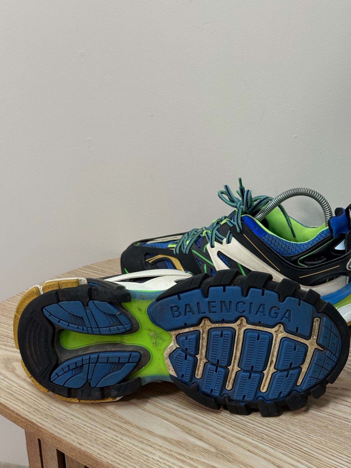 Balenciaga Black Green Blue Track Trainers - 42/uk8