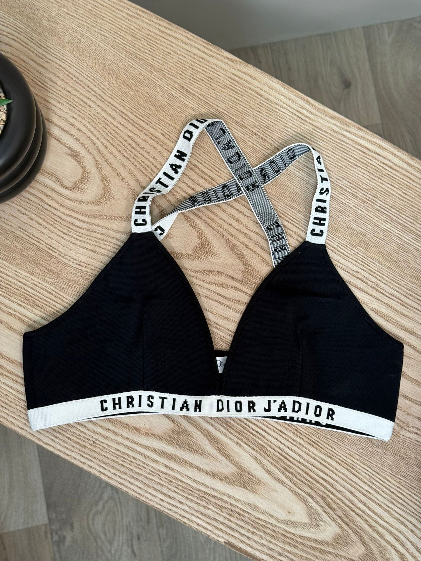 Dior White And Black Bralette High-Waisted Shorts Set - Large / Large