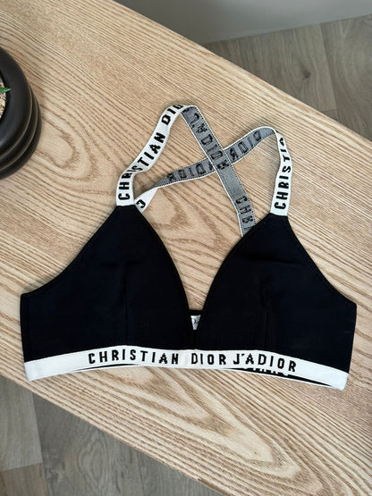 Dior White And Black Bralette High-Waisted Shorts Set - Large / Large