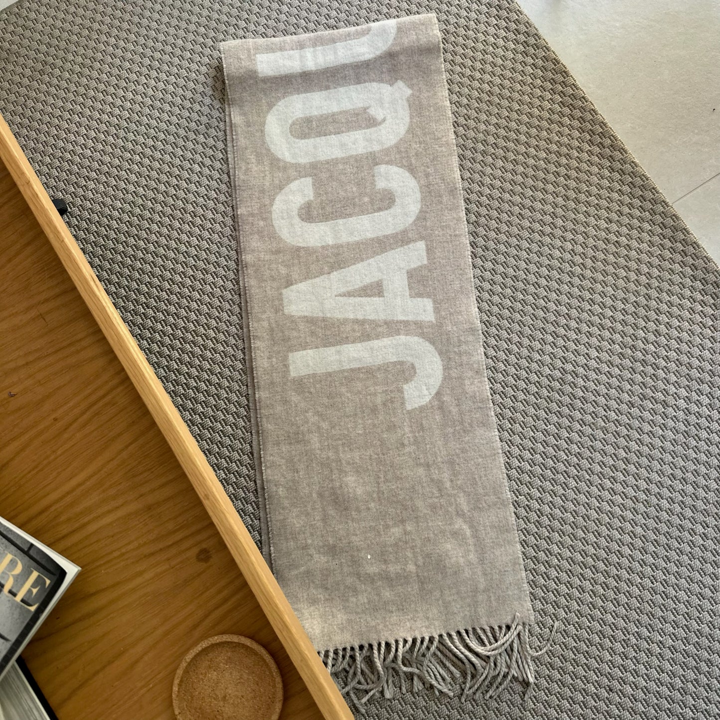 Jacquemus Beige Virgin Wool Logo Scarf – One Size