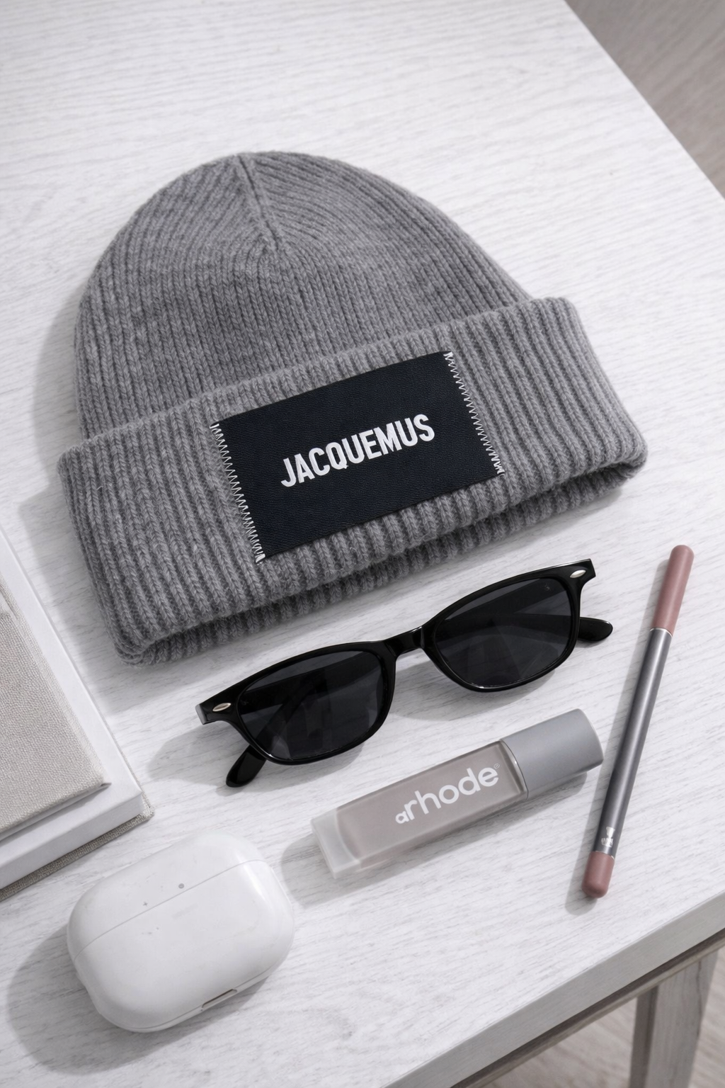 Jacquemus Grey Ribbed Le Bonnet Gros Beanie Hat -New In Tags