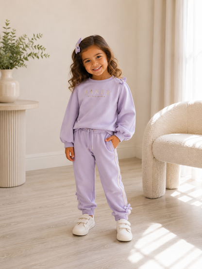 Kids Ted Baker Purple Silver Logo Bow Shoulder Tracksuit – Age 3-4