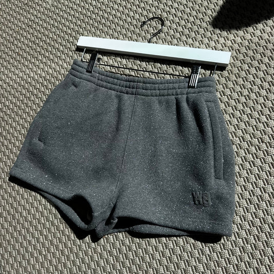 Alexander Wang Glittered Cotton-Blend Fleece Shorts - Small