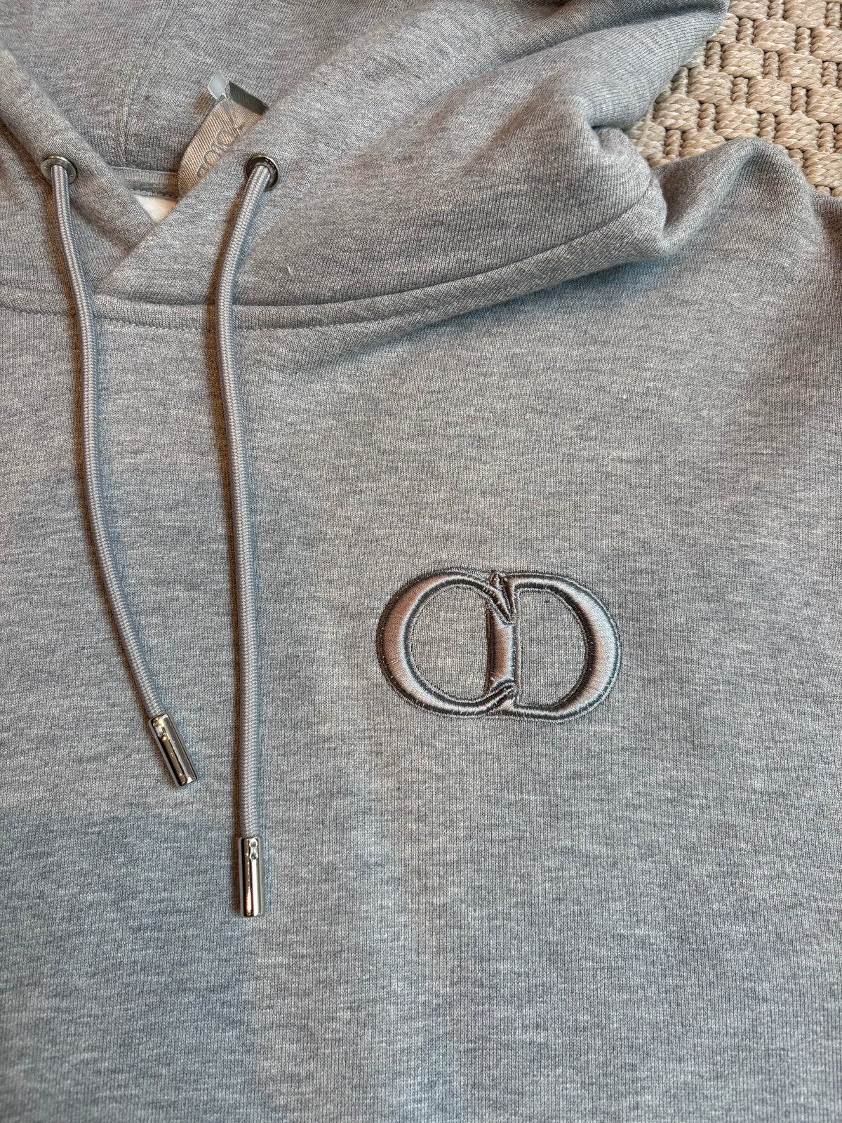 Dior Grey CD Logo Embroidered Hoodie – 3XL