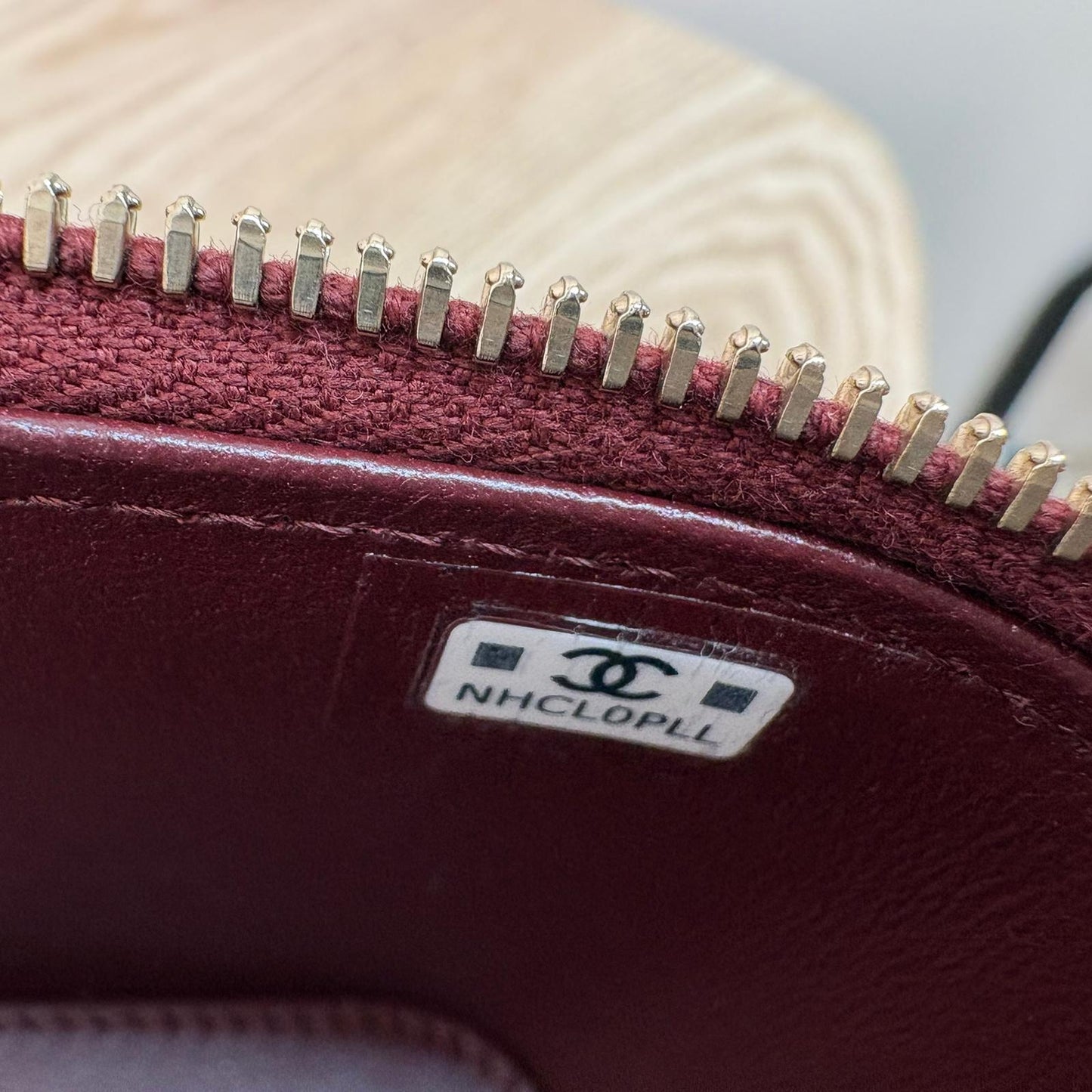 Chanel Lambskin Quilted Vanity Case with Chain in Burgundy