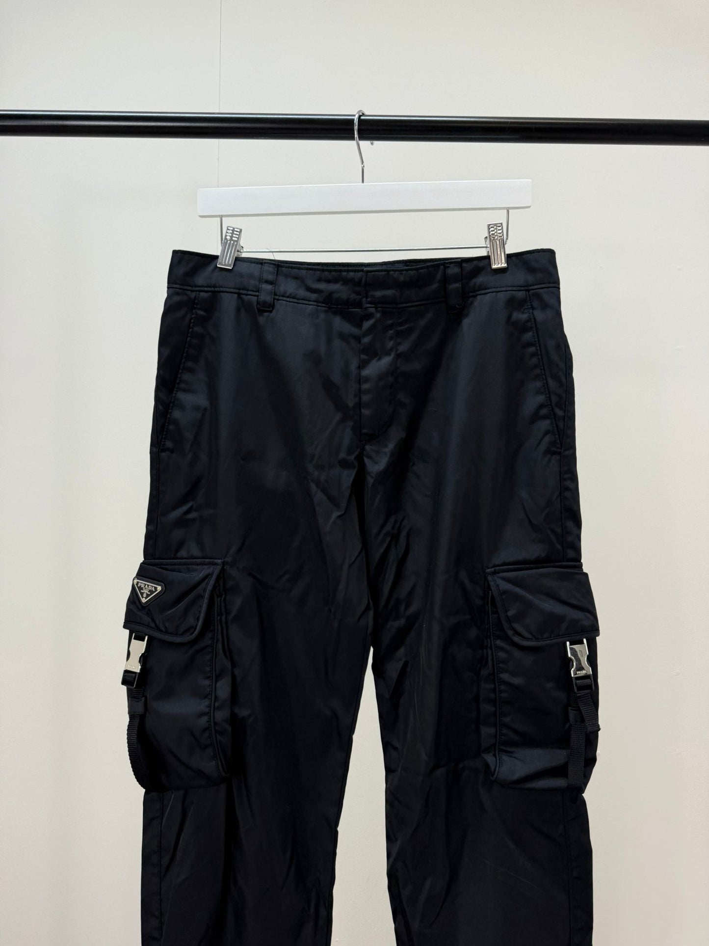 Prada Black Cargo Re-Nylon Pants -48/UK 32