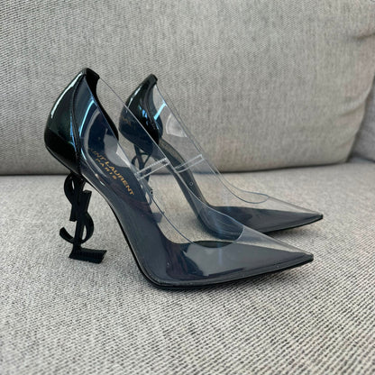 Saint Laurent Opyum Transparent PVC Logo Heels – EU 36 / UK 3