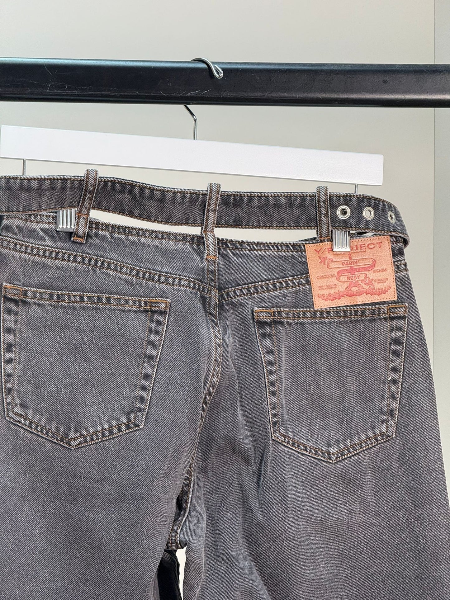 Y/Project Black Denim Buckle Straight Leg Jeans - Unisex denim 27