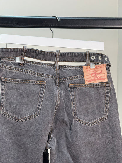 Y/Project Black Denim Buckle Straight Leg Jeans - Unisex denim 27