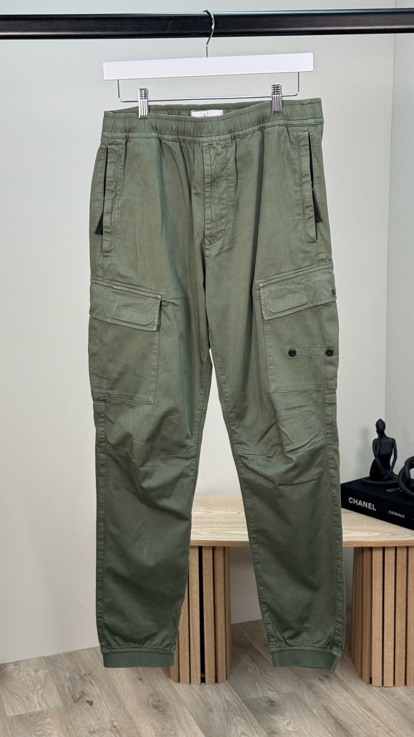 Stone Island Khaki Cargo Track Pants - 32 Waist