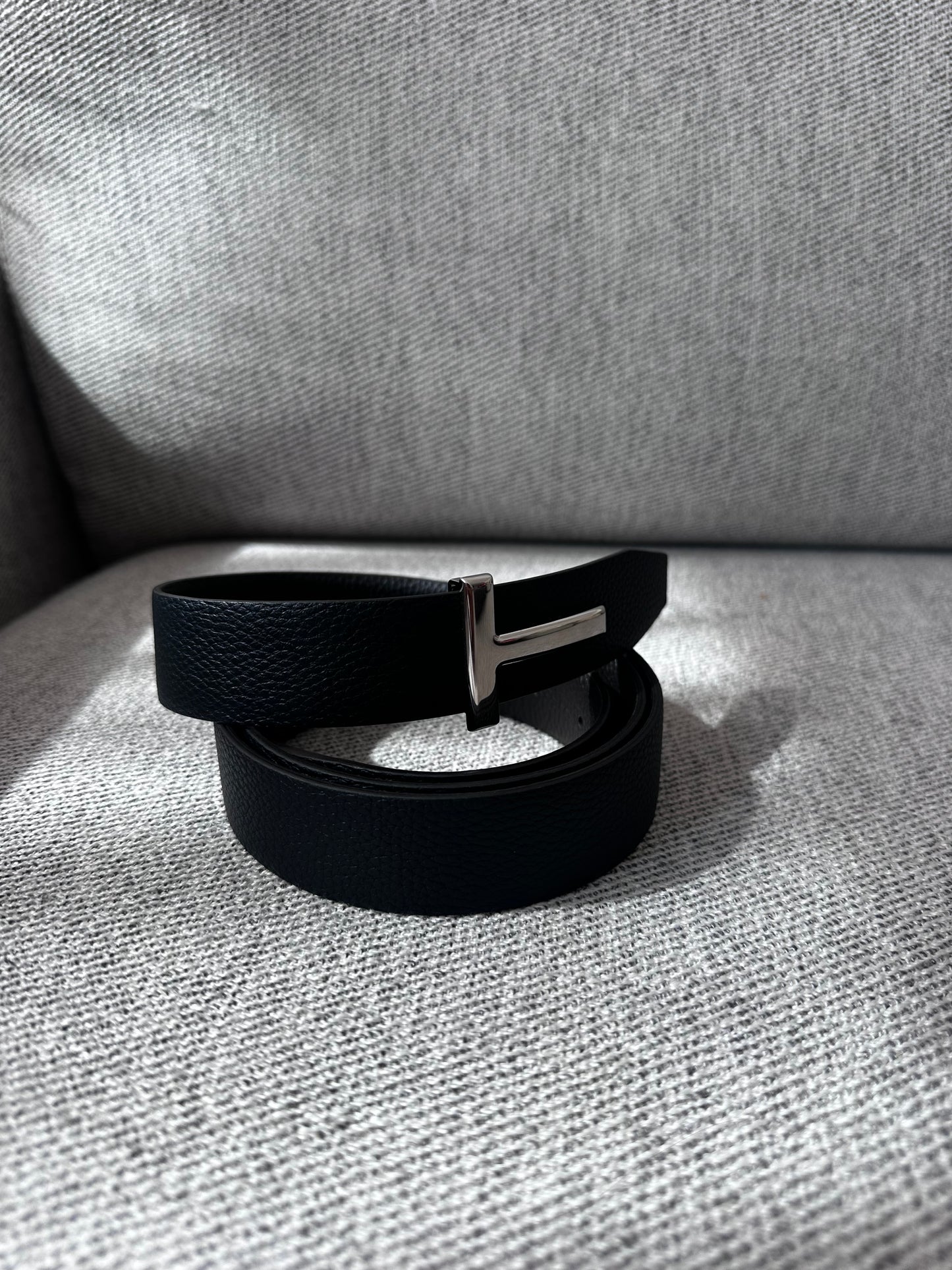 Tom Ford Black Leather TG 100cm Belt- Brand New In Box