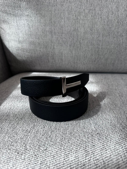 Tom Ford Black Leather TG 100cm Belt- Brand New In Box