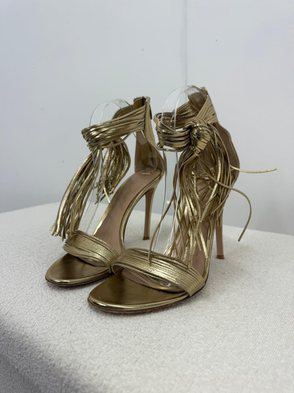 Gianvito Rossi Gold Tassel 'Noelle' Heels - UK 6