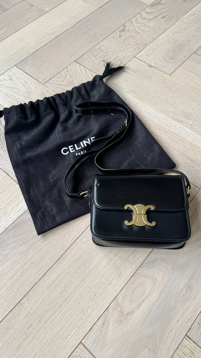 Celine Black Teen Triomphe Bag Black Calfskin Bag