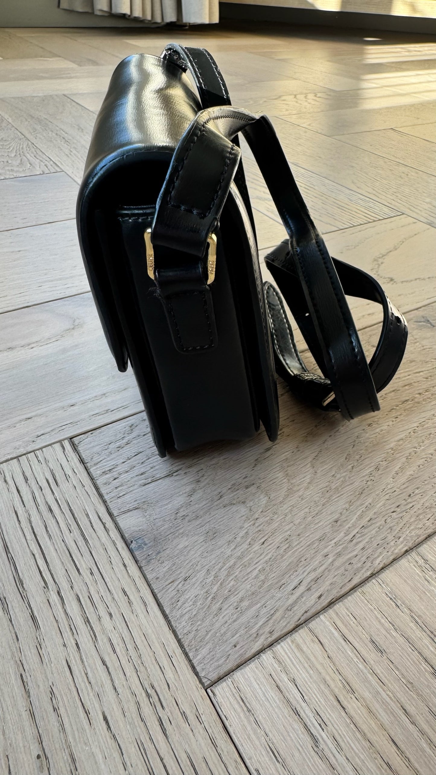 Celine Black Teen Triomphe Bag Black Calfskin