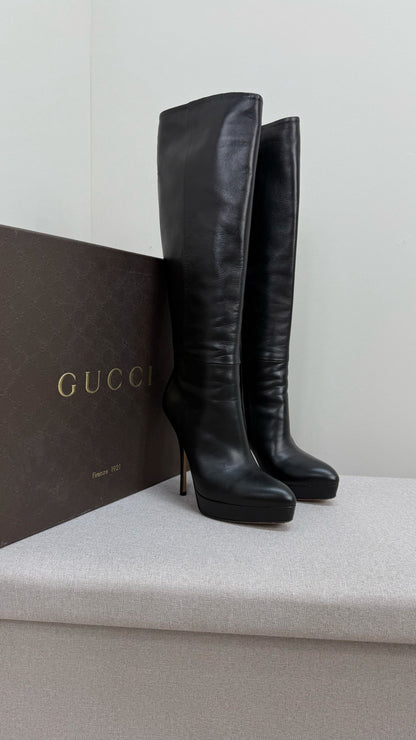 Gucci Black Leather Knee High Boot's - UK 4.5