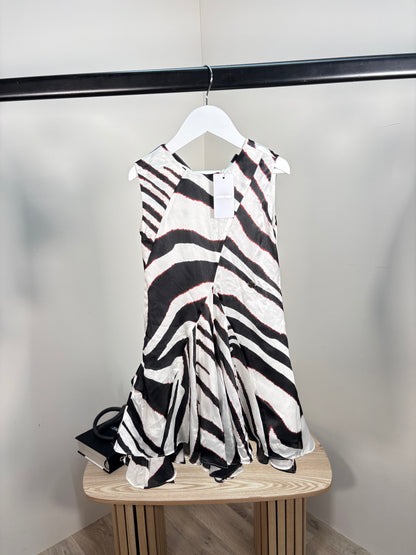 Kids Roberto Cavalli Black & White Silk Stripe Zebra Dress – New In Tags Age 5