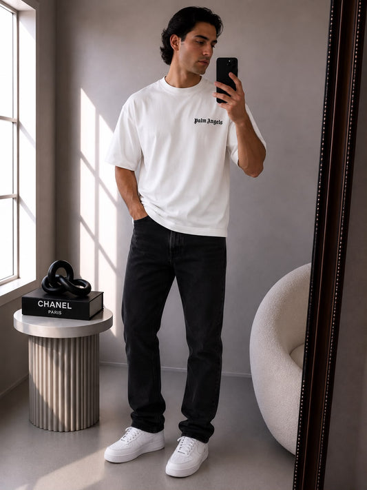 Palm Angels White Classic Logo T-Shirt – XS