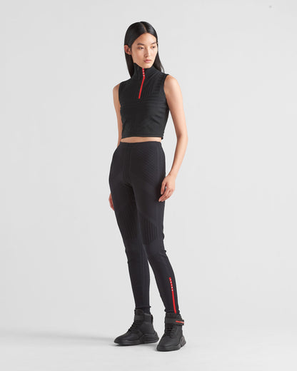 Prada Black Ribbed Re-nylon Highrise Leggings - Small