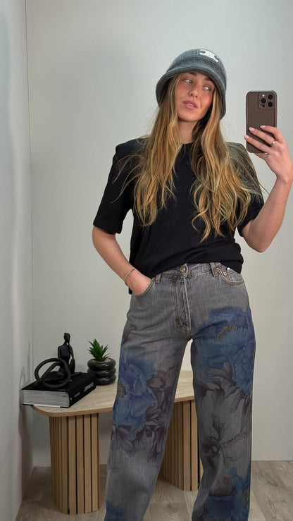 Celine Grey Triomphe Alpaca Wool Crochet Hat - One size