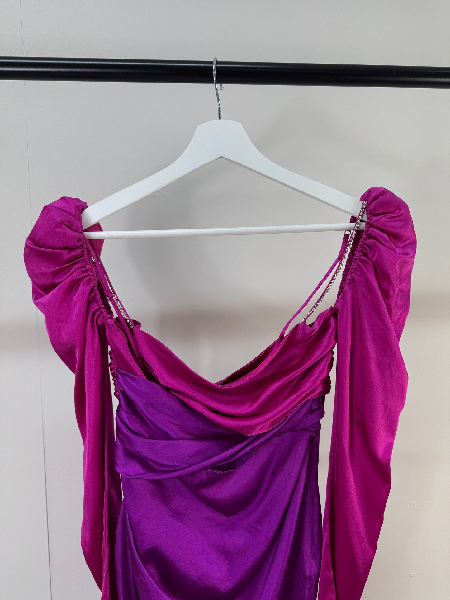 The Bar Twist Dress Pink Silk Crystal Mini Dress - Small