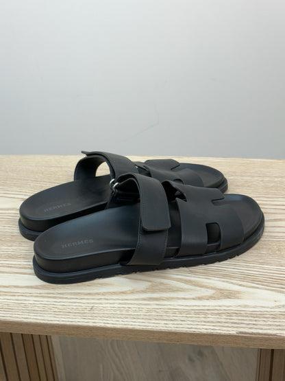 Hermès Chypre Black Leather Sandal EU44/UK10