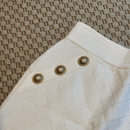 Balmain White & Gold Bandu Skirt -Size Small