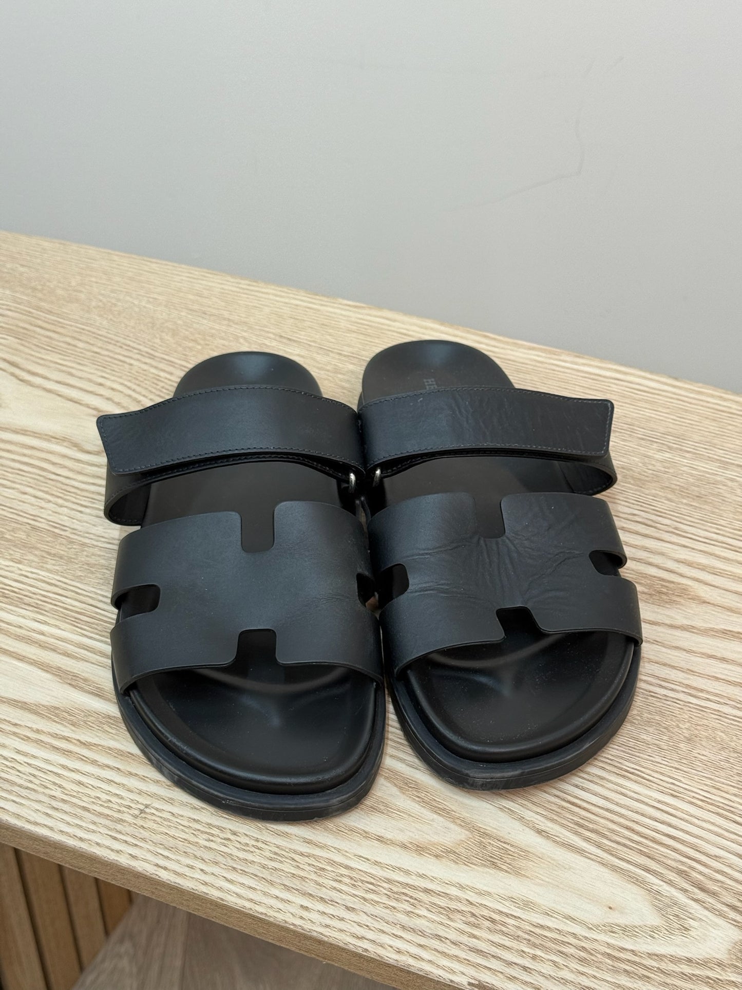 Hermès Chypre Black Leather Sandal EU44/UK10