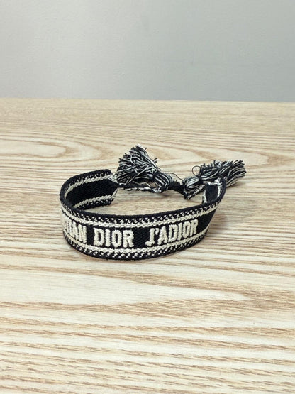 Dior Black White Woven 'J'Adior' Friendship Bracelet - One Size