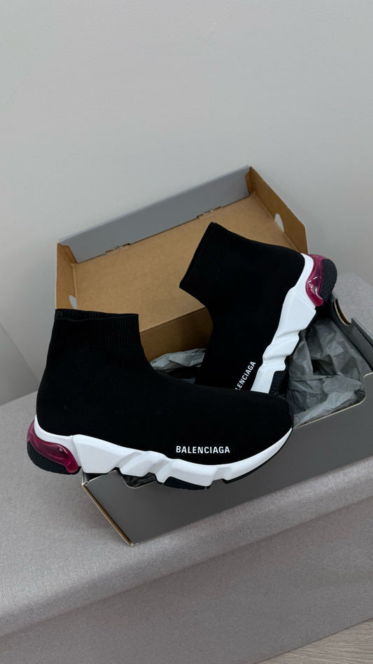 Balenciaga Black White Pink Speed Trainers- UK 5