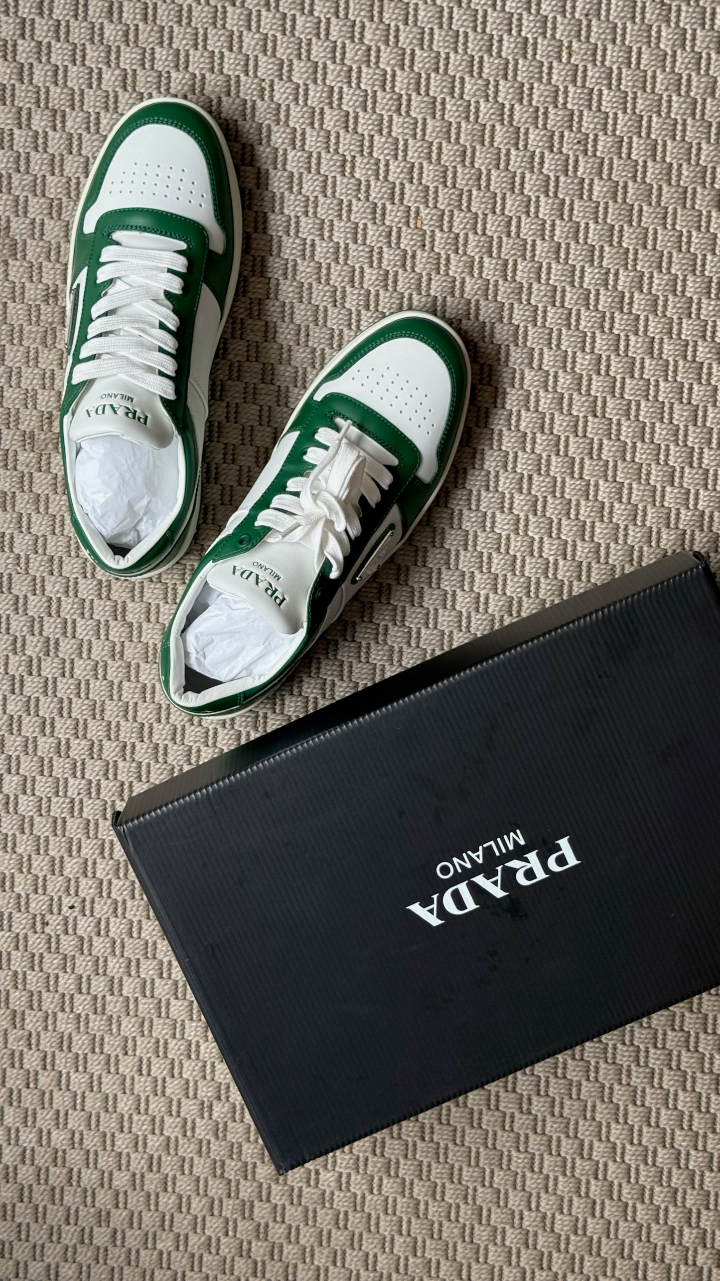 Prada Downtown Low Green Trainers- Brand New - UK 6