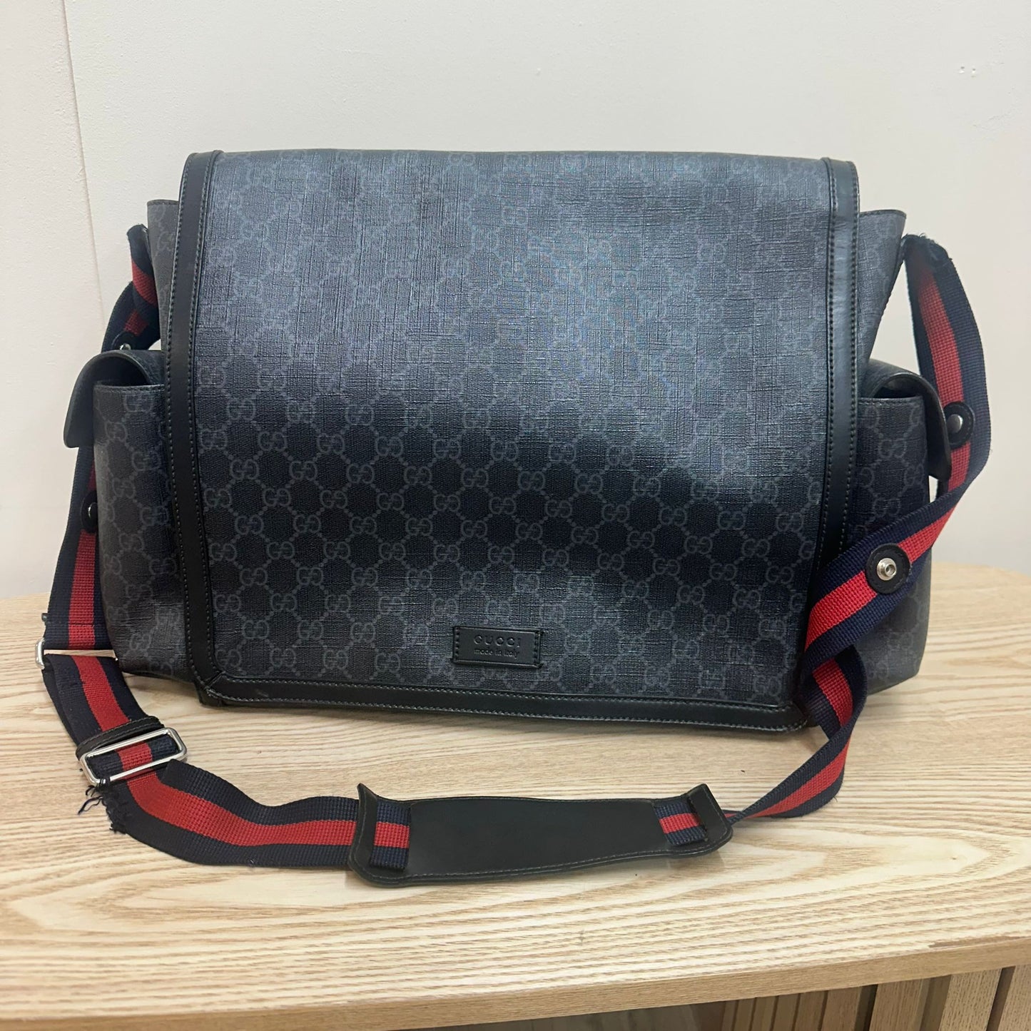 Gucci Navy Red GG Supreme Baby Changing Bag