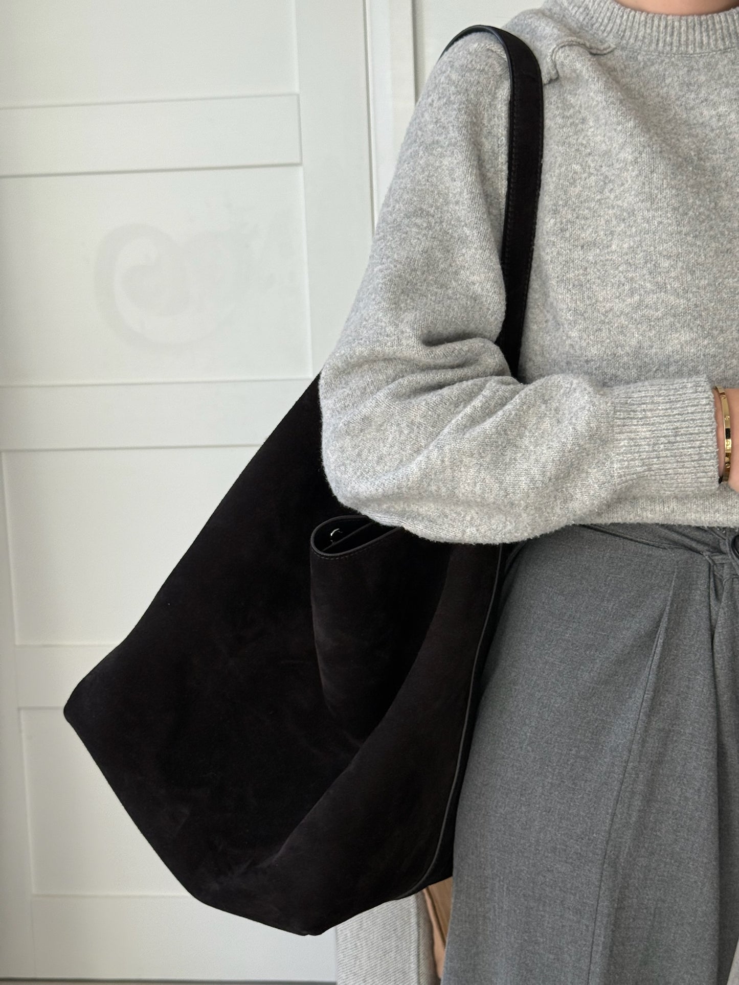 Toteme Large Tote Bag in Suede Espresso