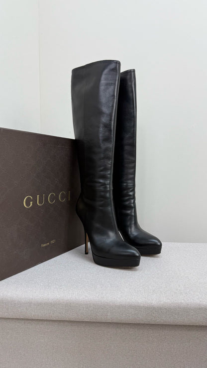 Gucci Black Leather Knee High Boot's - UK 4.5