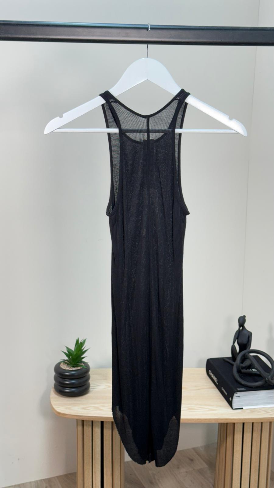 Rick Owens Black Sheer Ribbed Vest -40/M