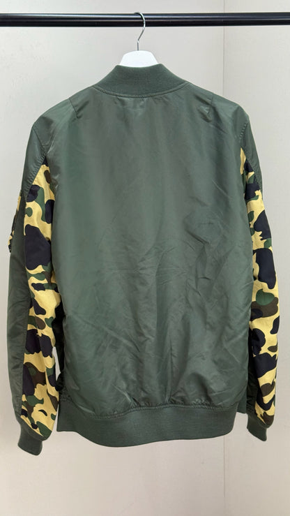 A Bathing Ape Green Camo Bomber Jacket - Large