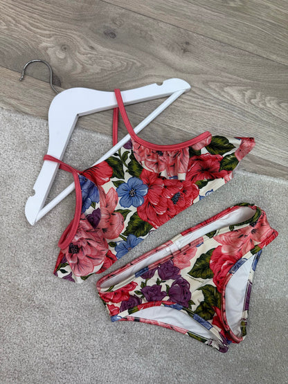 Kids Zimmermann Red Blue Floral Bikini Age 8