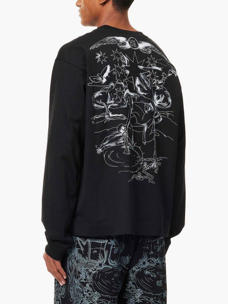 Givenchy Black Long Sleeve Tarot Print T-Shirt – Large