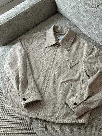 Bottega Veneta Mens Woven Kimono Blouson Natural Jacket - Size 46/Small