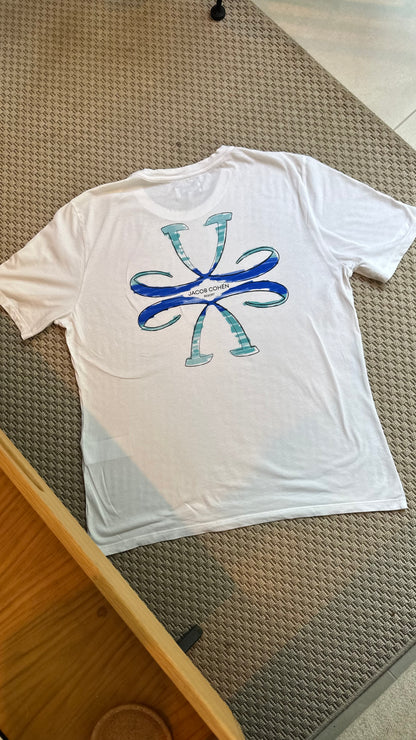 Jacob Cohën Men's white and blue logo T-shirt - XXL