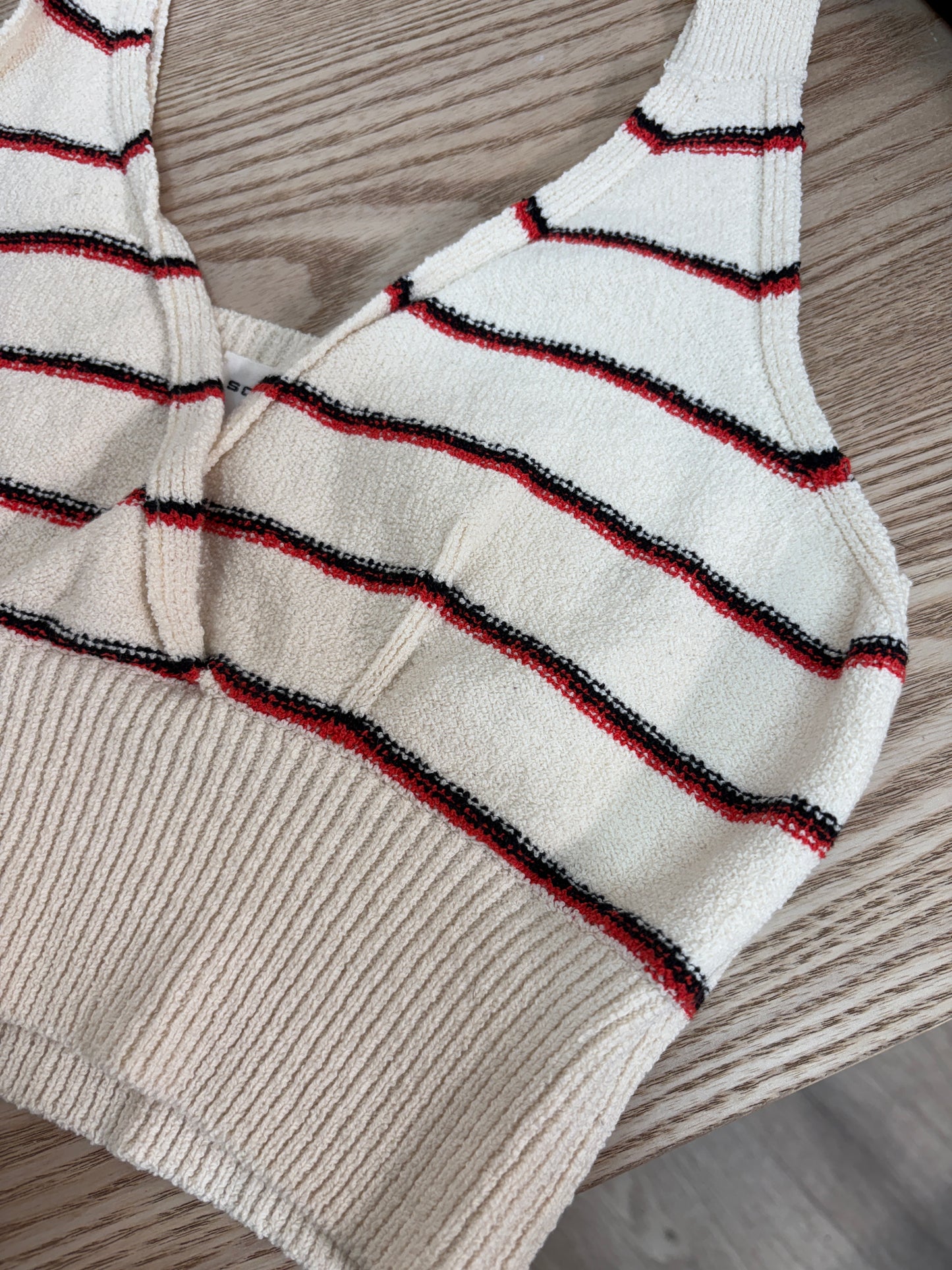 Sonia Rykiel Black & Red Striped Crop Top - Medium