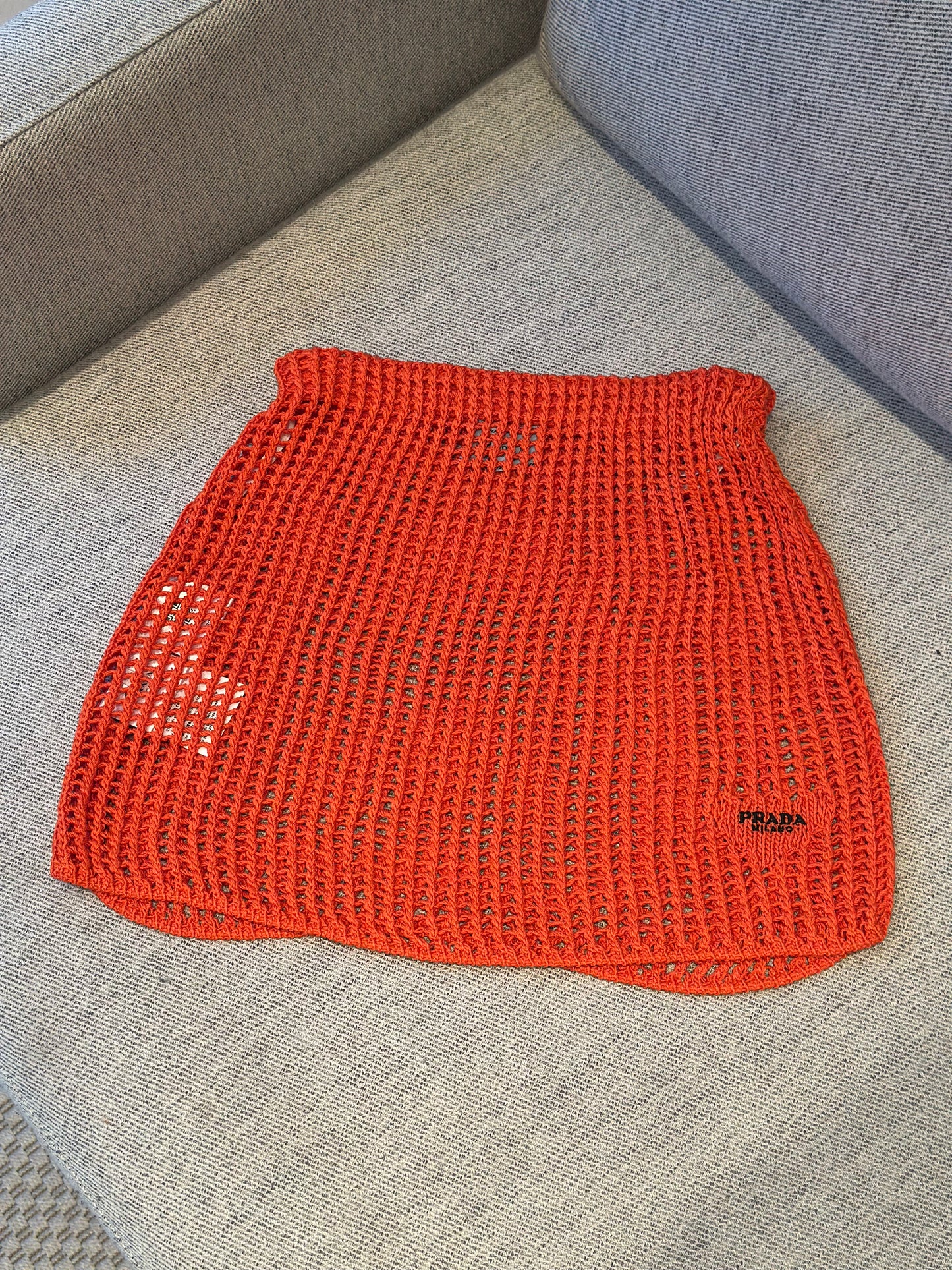Prada Coral And White Crochet Skirt - 40/M