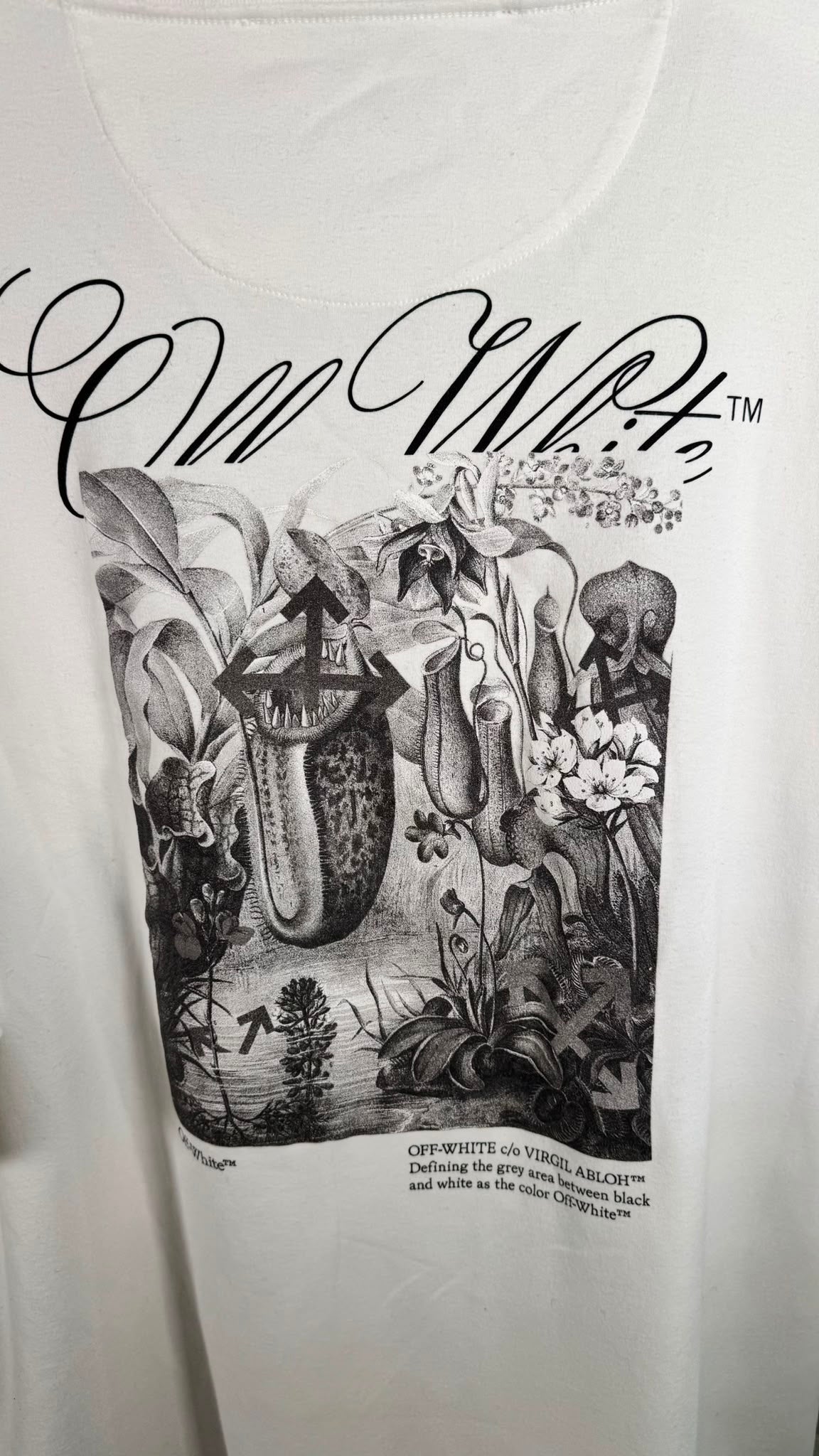 Off-White White T-Shirt Botanical Back Print – Large