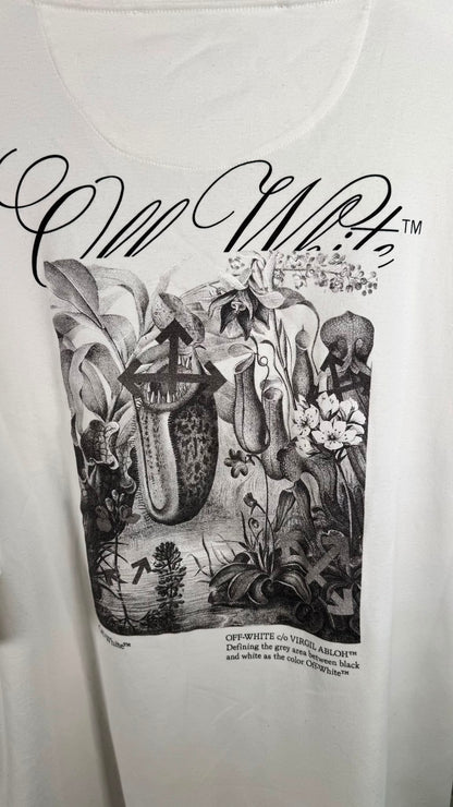Off-White White T-Shirt Botanical Back Print – Large