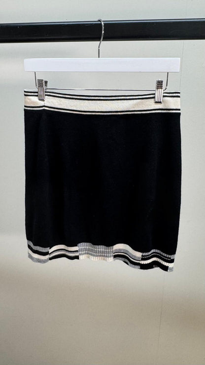 Chanel  Black & White Mini Wool Logo Skirt New In Tags FR40 S/M