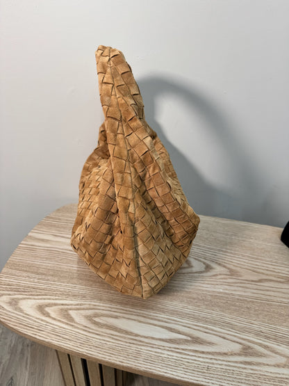 Bottega Veneta Brown Amber Gold Large Jodie Suede Hobo Bag - New No Tags